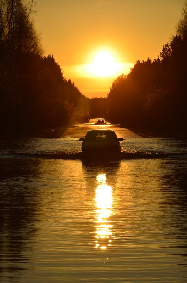 Паводок в Сыктывкаре: машины тонут в воде, а люди делают художественные снимки (фото)